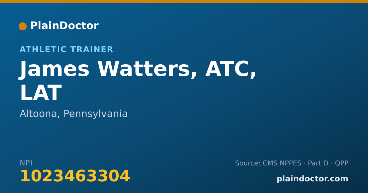 Shareable card for James Watters, ATC, LAT - Athletic Trainer, Altoona, PA