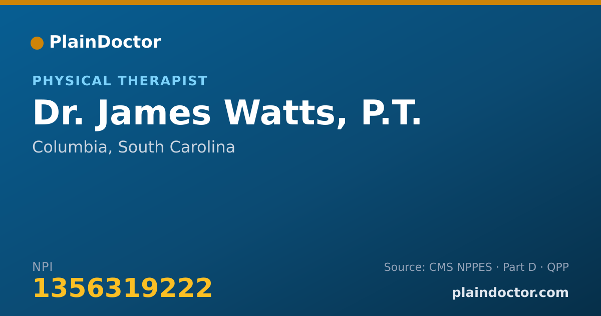 Shareable card for James Watts, P.T. - Physical Therapist, Columbia, SC