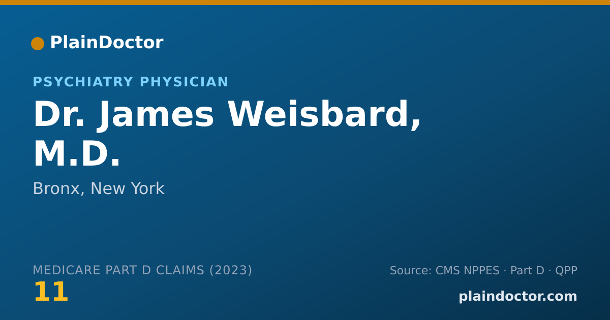 Shareable card for James Weisbard, M.D. - Psychiatry Physician, Bronx, NY