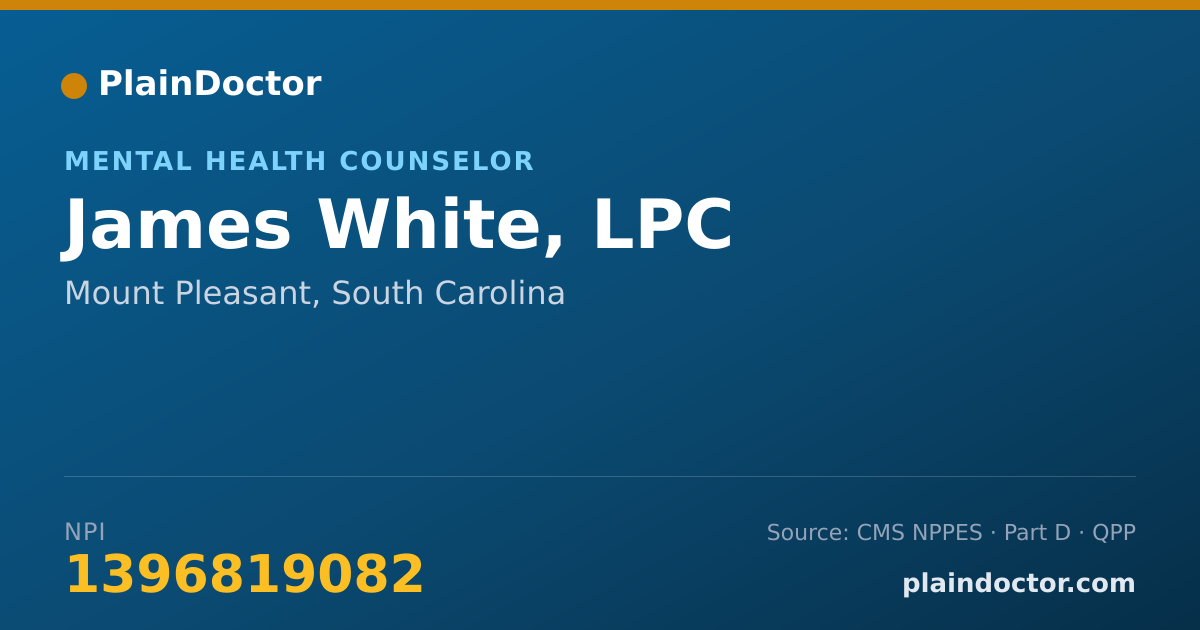 Shareable card for James White, LPC - Mental Health Counselor, Mount Pleasant, SC