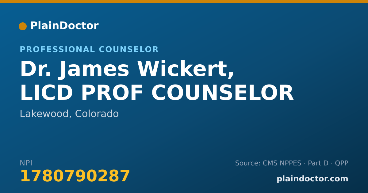 Shareable card for James Wickert, LICD PROF COUNSELOR - Professional Counselor, Lakewood, CO