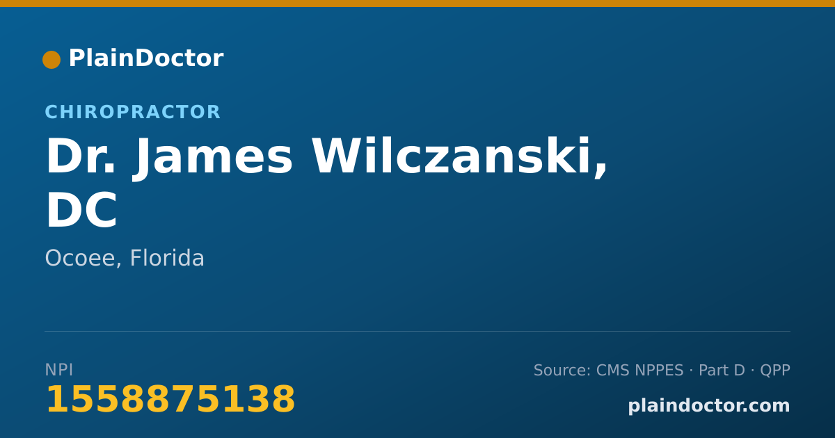 Shareable card for James Wilczanski, DC - Chiropractor, Ocoee, FL