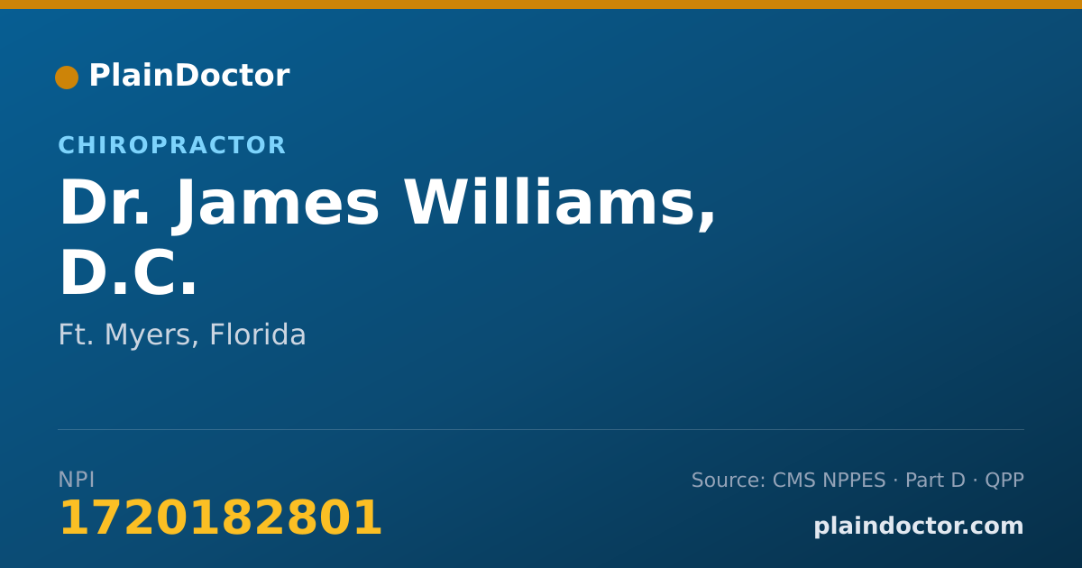 Shareable card for James Williams, D.C. - Chiropractor, Ft. Myers, FL