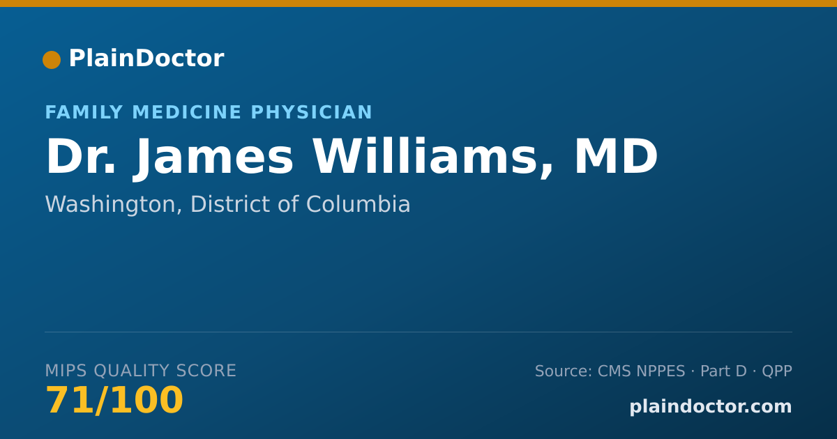 Shareable card for James Williams, MD - Family Medicine Physician, Washington, DC