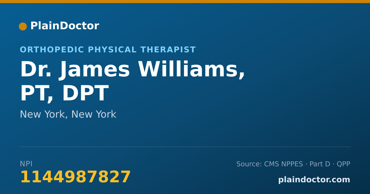 Shareable card for James Williams, PT, DPT - Orthopedic Physical Therapist, New York, NY