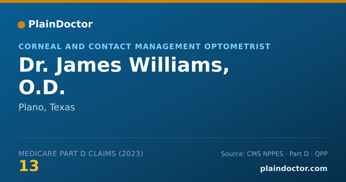 Shareable card for James Williams, O.D. - Corneal and Contact Management Optometrist, Plano, TX