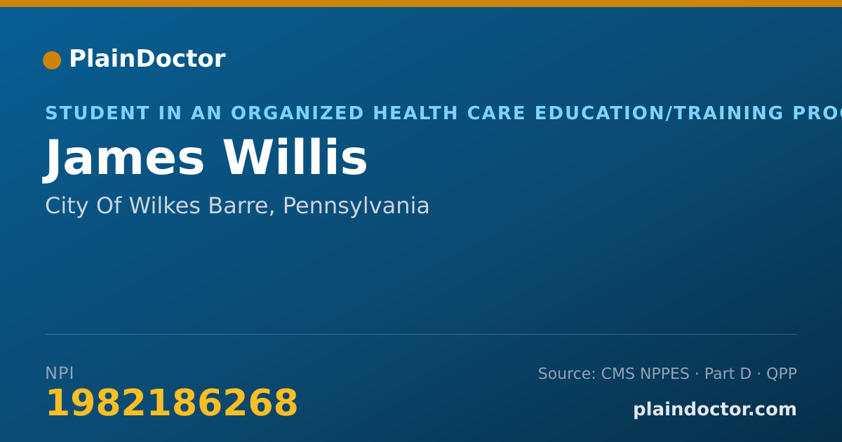 Shareable card for James Willis - Athletic Trainer, City Of Wilkes Barre, PA