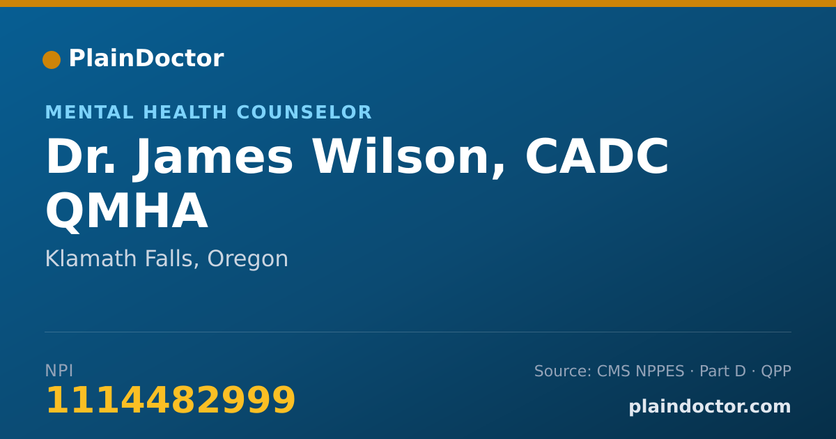 Shareable card for James Wilson, CADC QMHA - Mental Health Counselor, Klamath Falls, OR