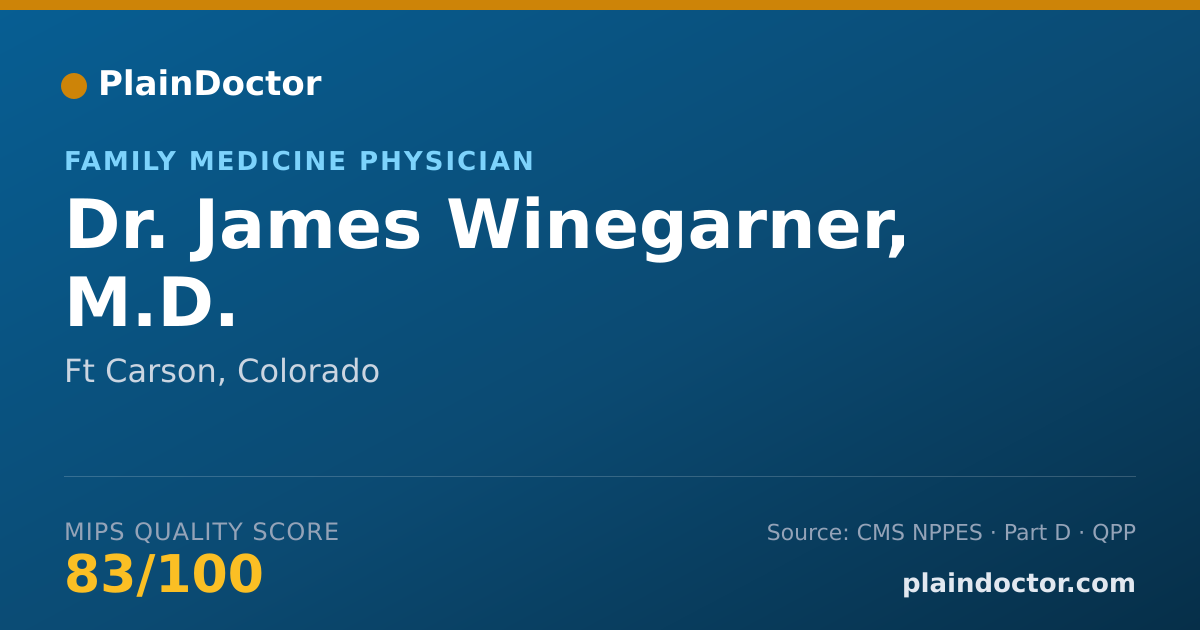 Shareable card for James Winegarner, M.D. - Family Medicine Physician, Ft Carson, CO