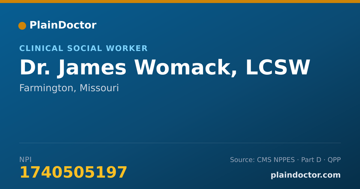 Shareable card for James Womack, LCSW - Clinical Social Worker, Farmington, MO