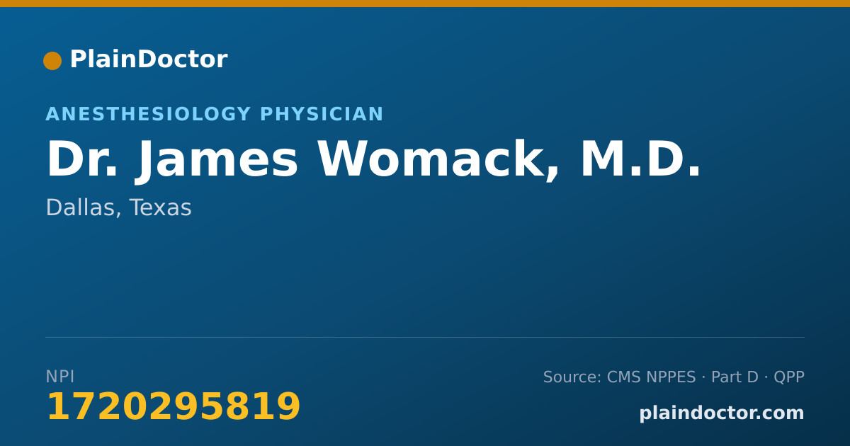 Shareable card for James Womack, M.D. - Anesthesiology Physician, Dallas, TX