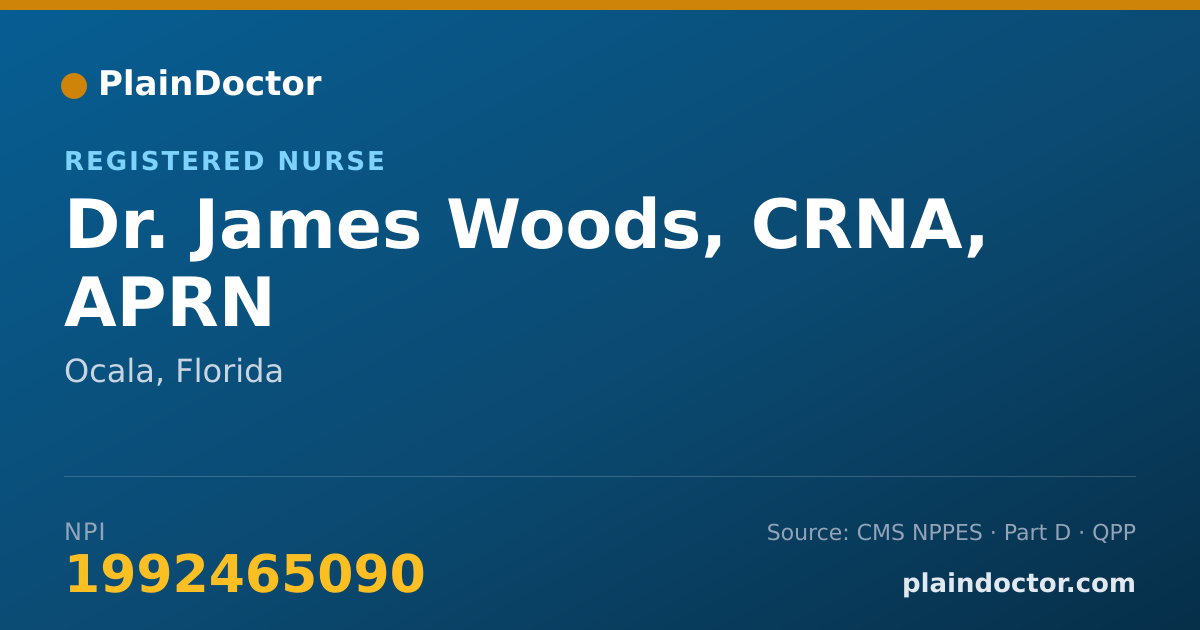 Shareable card for James Woods, CRNA, APRN - Registered Nurse, Ocala, FL