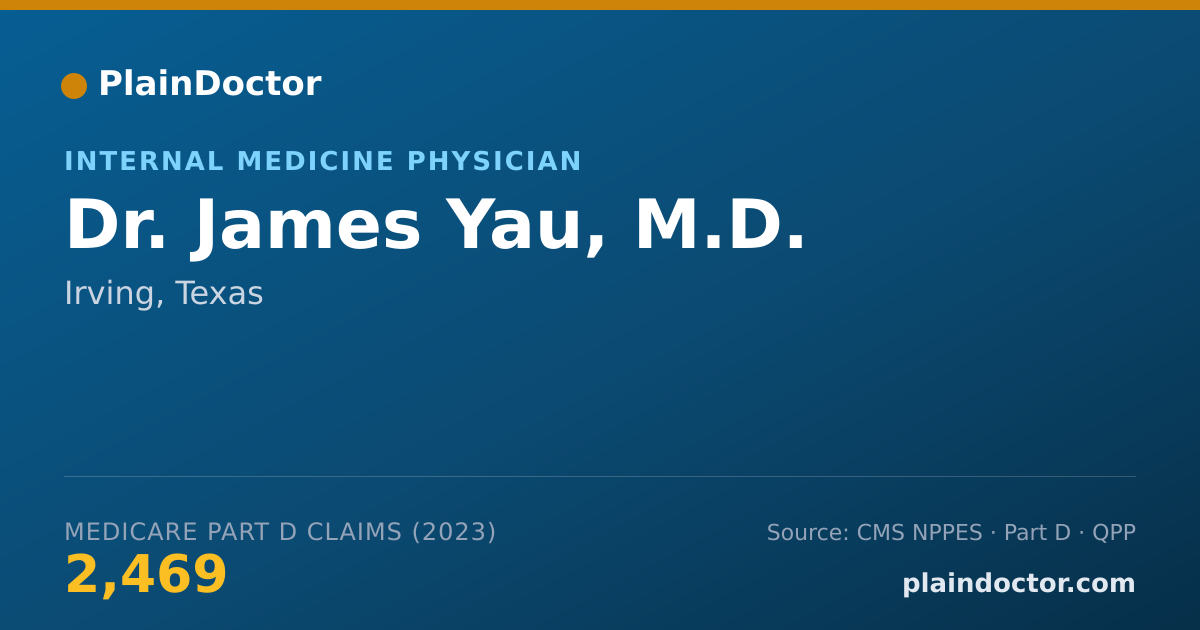 Shareable card for James Yau, M.D. - Internal Medicine Physician, Irving, TX