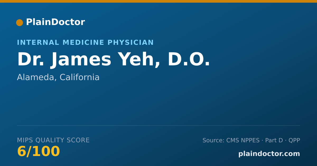 Shareable card for James Yeh, D.O. - Internal Medicine Physician, Alameda, CA