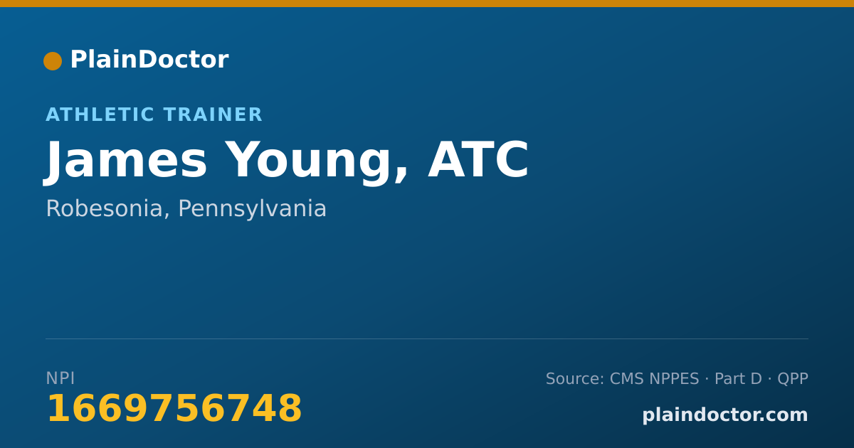 Shareable card for James Young, ATC - Athletic Trainer, Robesonia, PA