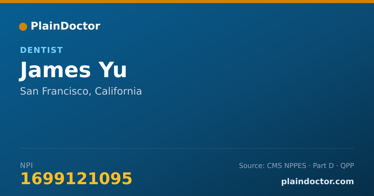 Shareable card for James Yu - Dentist, San Francisco, CA