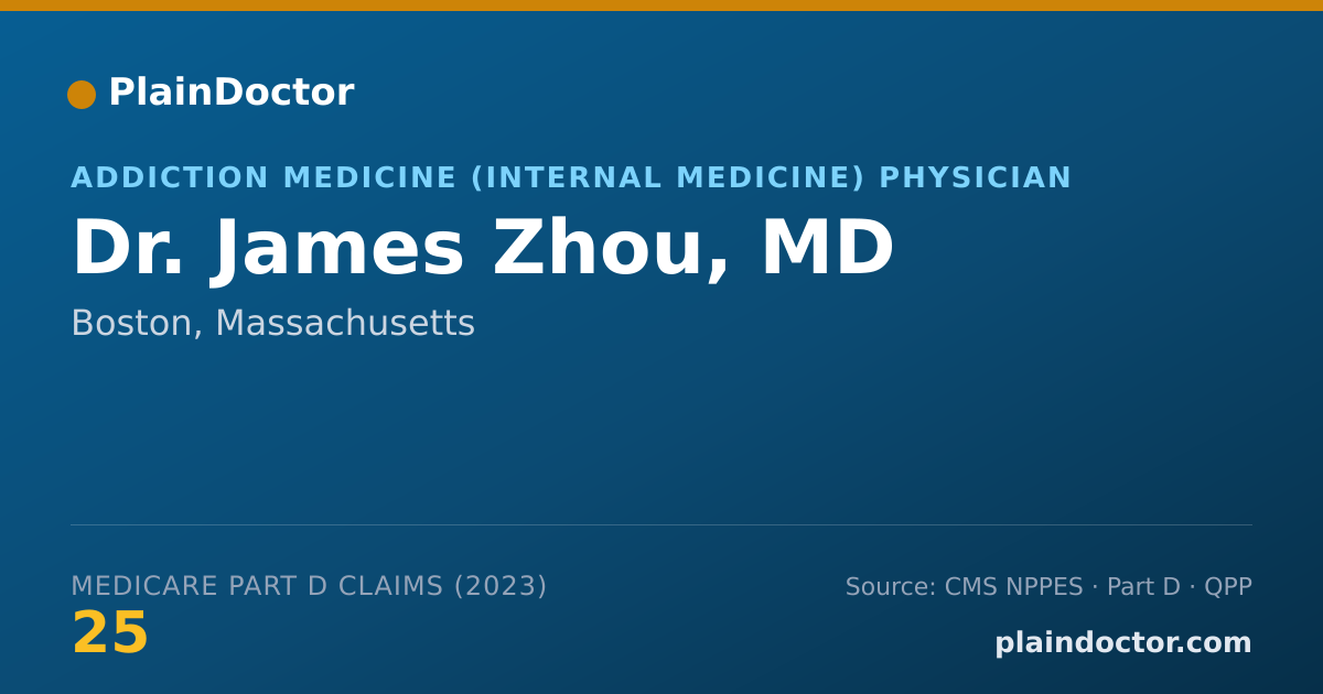 Shareable card for James Zhou, MD - Addiction Medicine (Internal Medicine) Physician, Boston, MA
