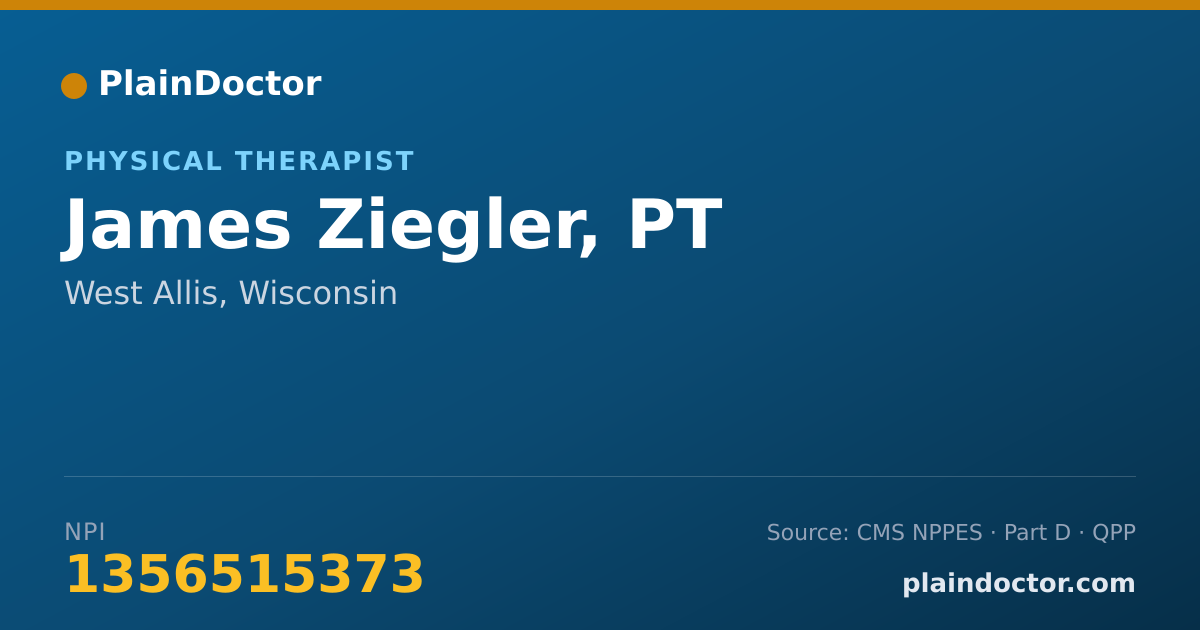 Shareable card for James Ziegler, PT - Physical Therapist, West Allis, WI