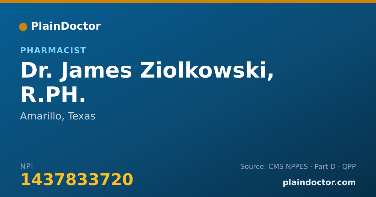 Shareable card for James Ziolkowski, R.PH. - Pharmacist, Amarillo, TX
