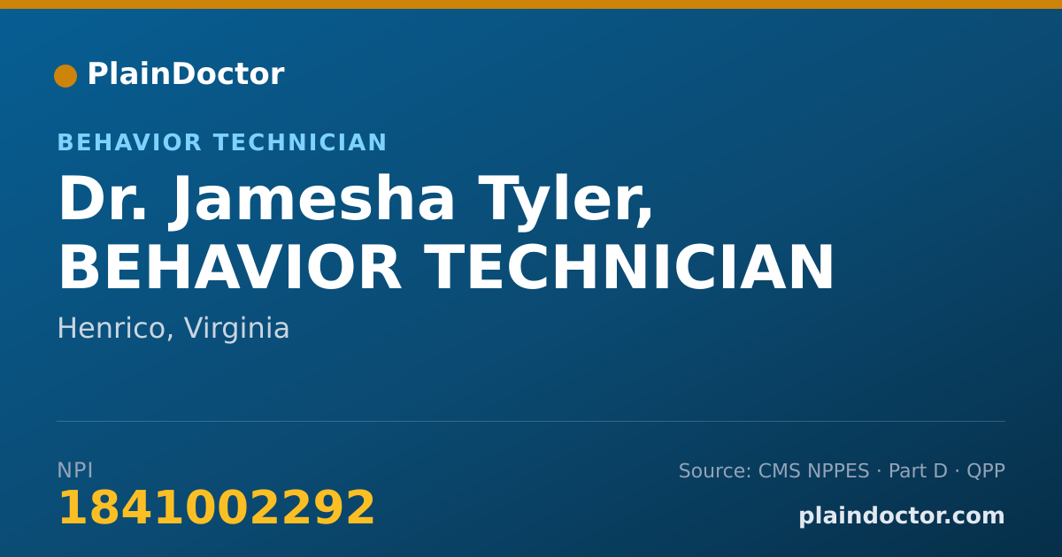 Shareable card for Jamesha Tyler, BEHAVIOR TECHNICIAN - Behavior Technician, Henrico, VA