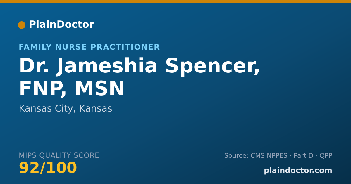 Shareable card for Jameshia Spencer, FNP, MSN - Family Nurse Practitioner, Kansas City, KS