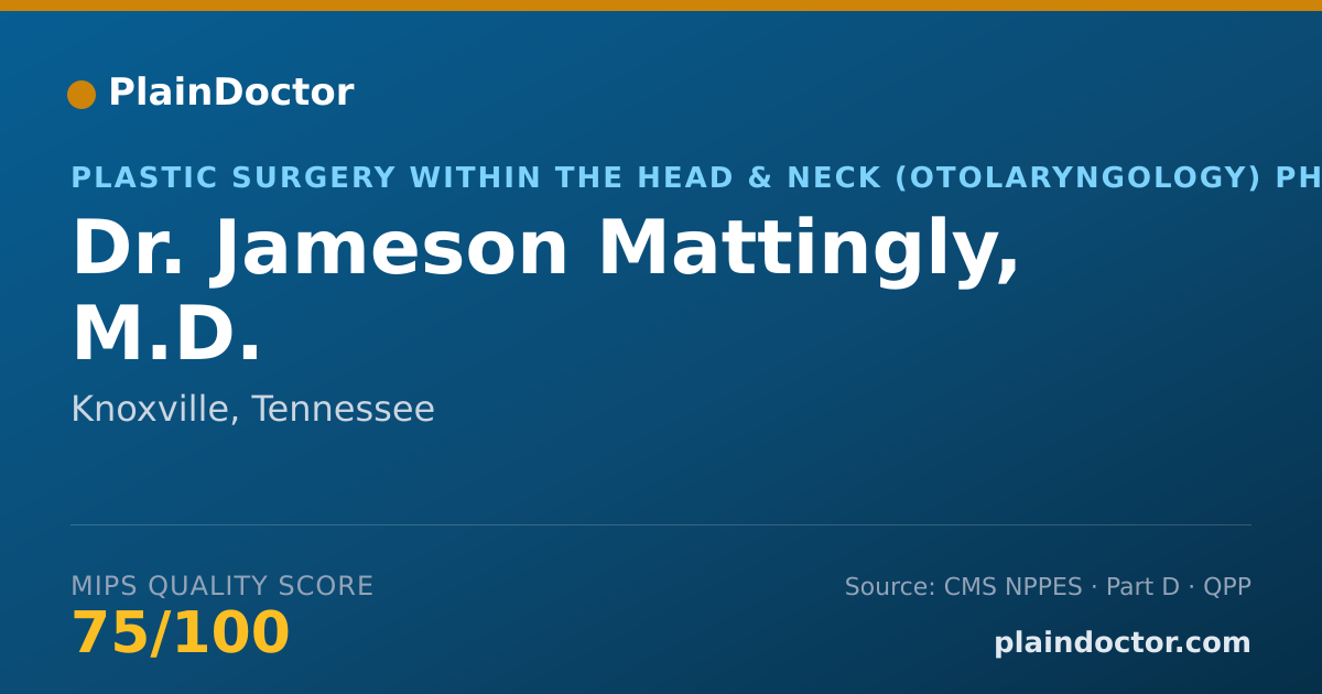 Shareable card for Jameson Mattingly, M.D. - Plastic Surgery within the Head & Neck (Otolaryngology) Physician, Knoxville, TN
