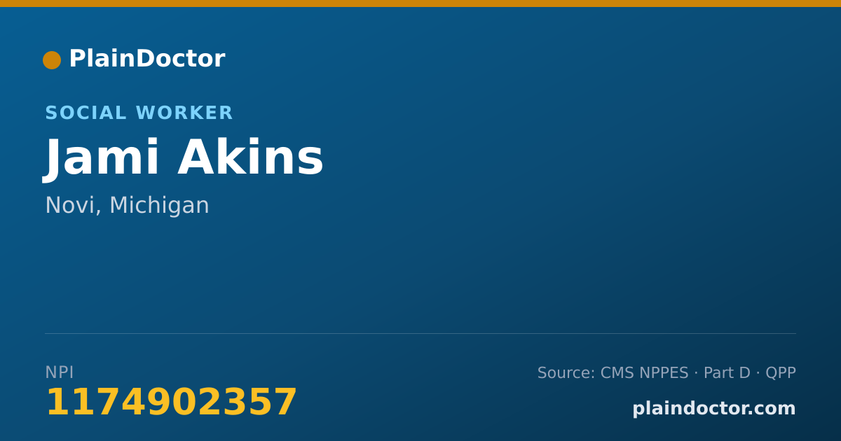 Shareable card for Jami Akins - Social Worker, Novi, MI