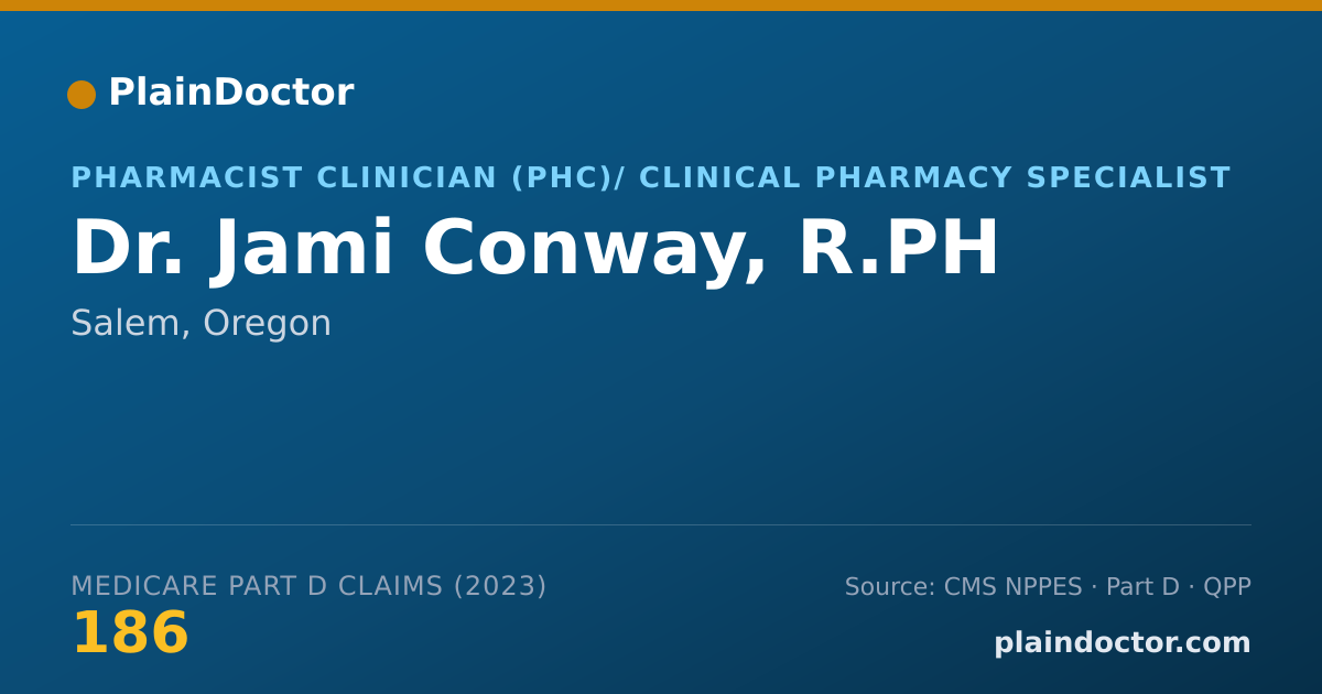 Shareable card for Jami Conway, R.PH - Pharmacist Clinician (PhC)/ Clinical Pharmacy Specialist, Salem, OR