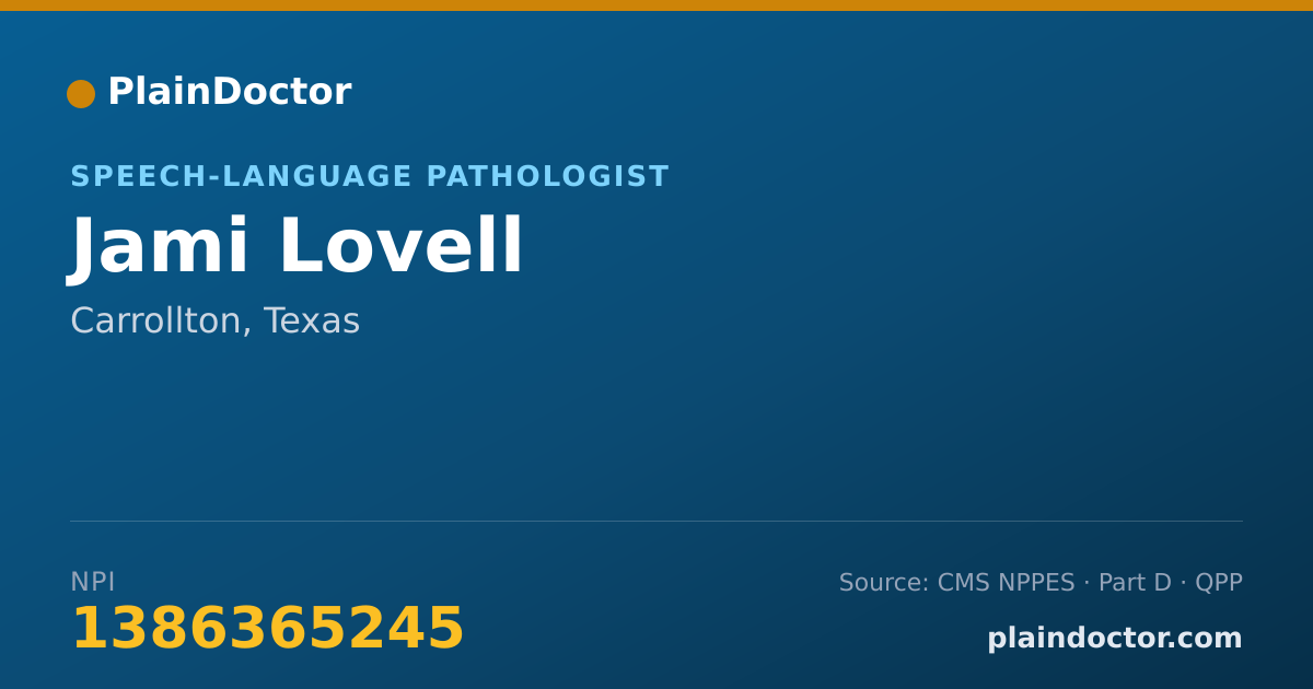 Shareable card for Jami Lovell - Speech-Language Pathologist, Carrollton, TX
