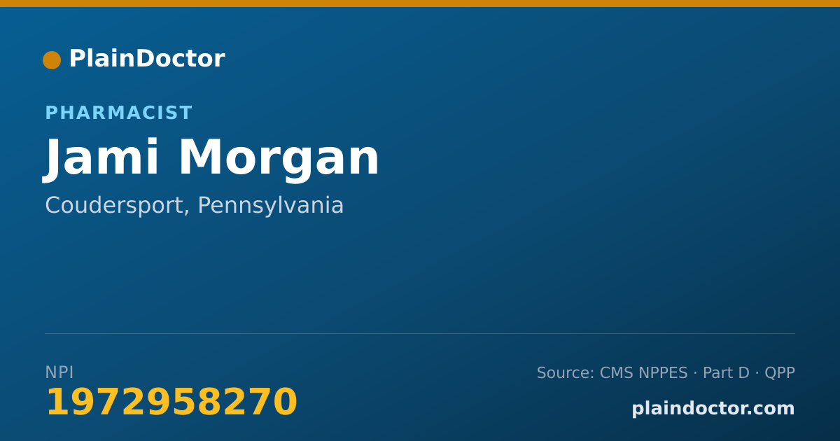 Shareable card for Jami Morgan - Pharmacist, Coudersport, PA