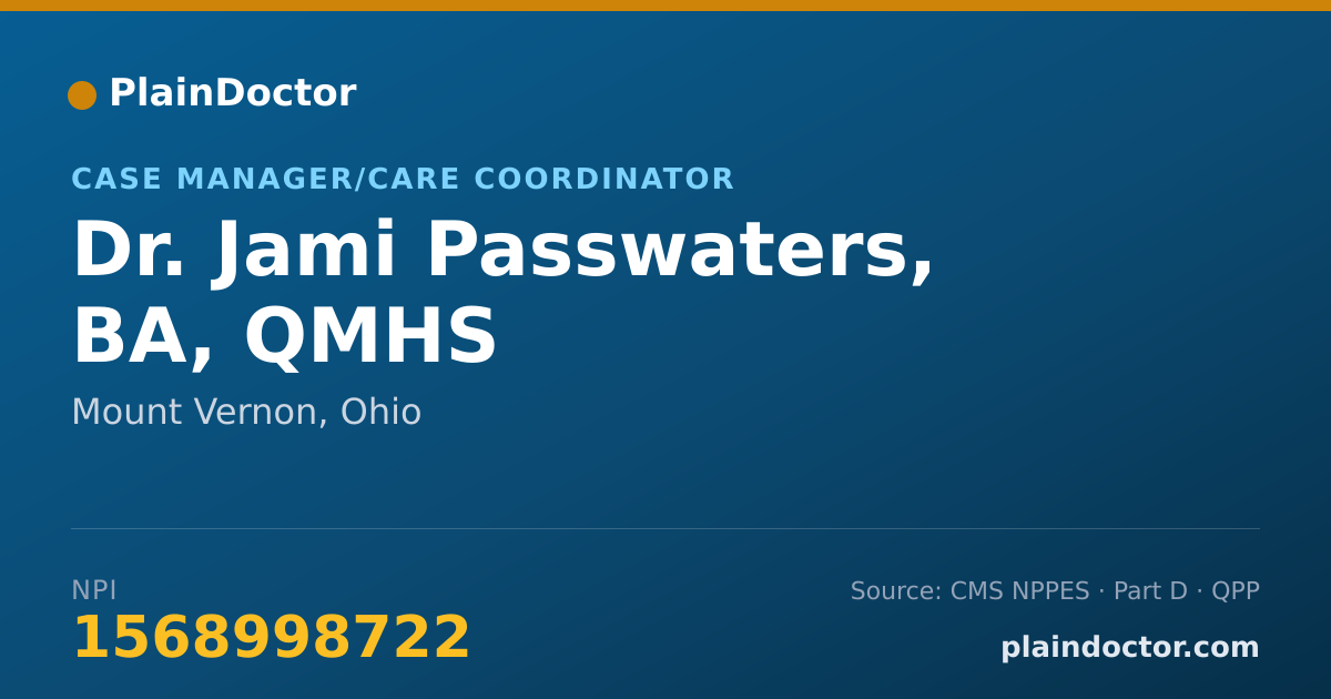 Shareable card for Jami Passwaters, BA, QMHS - Case Manager/Care Coordinator, Mount Vernon, OH