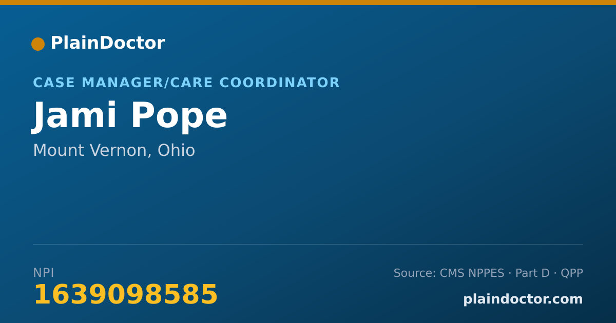 Shareable card for Jami Pope - Case Manager/Care Coordinator, Mount Vernon, OH