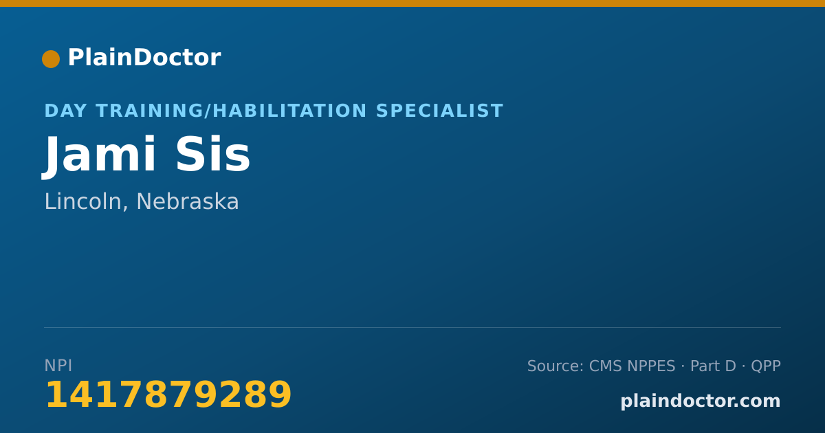 Shareable card for Jami Sis - Day Training/Habilitation Specialist, Lincoln, NE