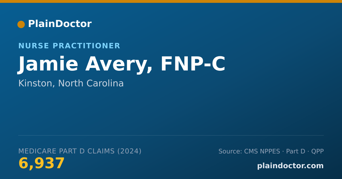 Shareable card for Jamie Avery, FNP-C - Nurse Practitioner, Kinston, NC