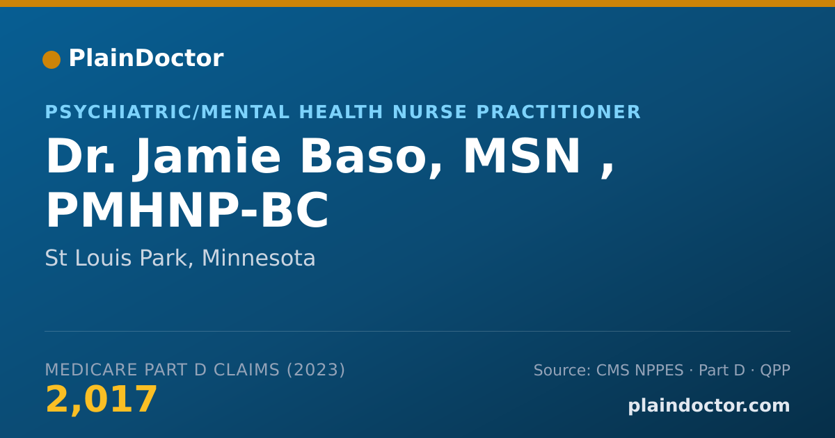 Shareable card for Jamie Baso, MSN , PMHNP-BC - Psychiatric/Mental Health Nurse Practitioner, St Louis Park, MN