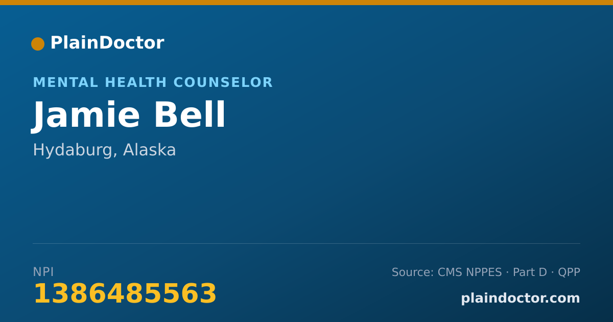 Shareable card for Jamie Bell - Mental Health Counselor, Hydaburg, AK