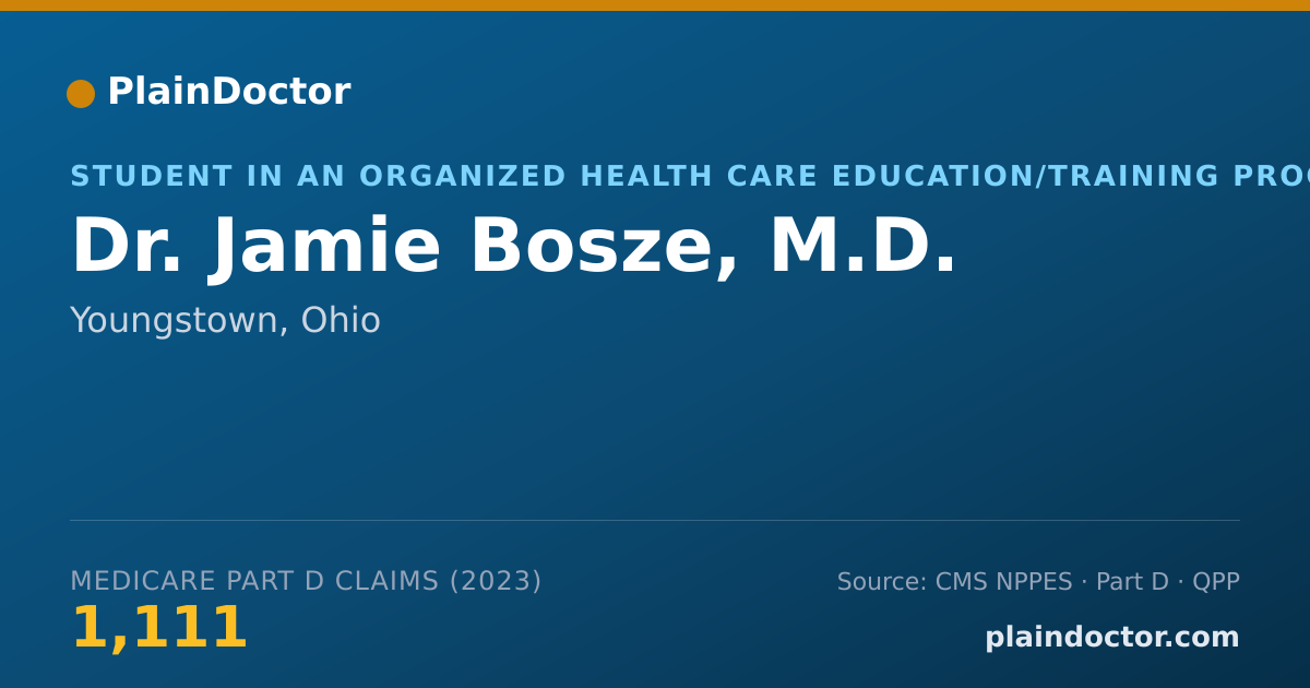 Shareable card for Jamie Bosze, M.D. - Student in an Organized Health Care Education/Training Program, Youngstown, OH