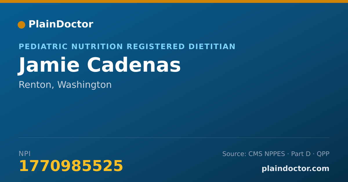 Shareable card for Jamie Cadenas - Pediatric Nutrition Registered Dietitian, Renton, WA