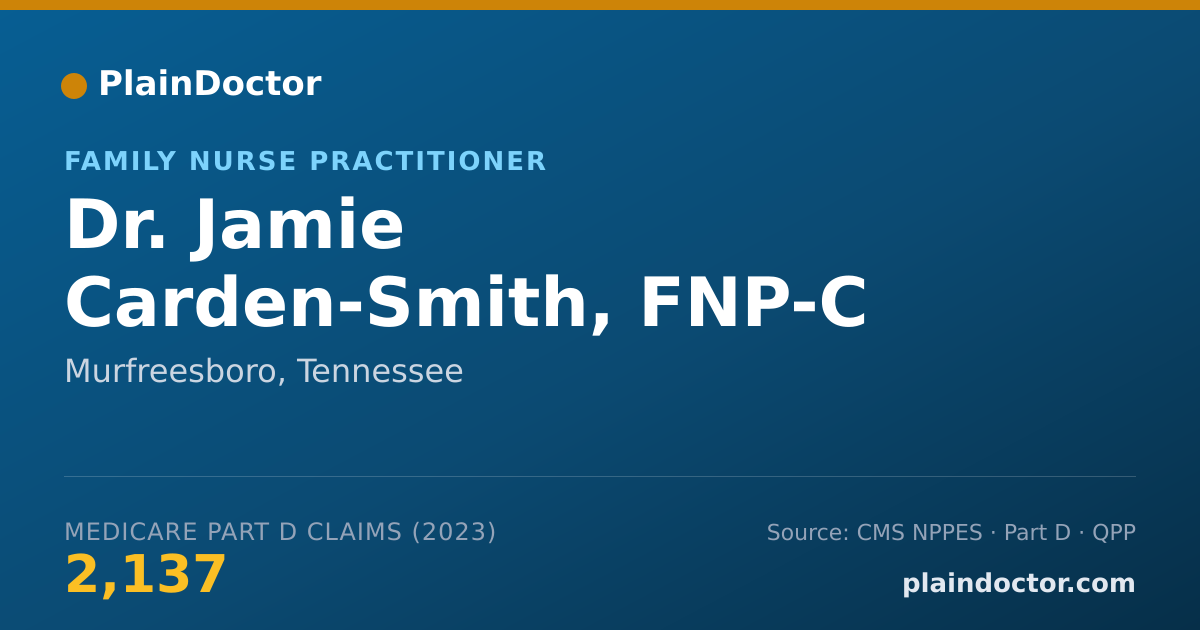 Shareable card for Jamie Carden-Smith, FNP-C - Family Nurse Practitioner, Murfreesboro, TN