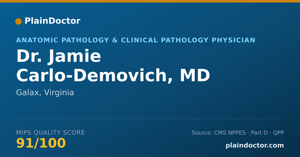Shareable card for Jamie Carlo-Demovich, MD - Anatomic Pathology & Clinical Pathology Physician, Galax, VA