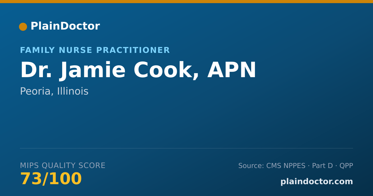Shareable card for Jamie Cook, APN - Family Nurse Practitioner, Peoria, IL