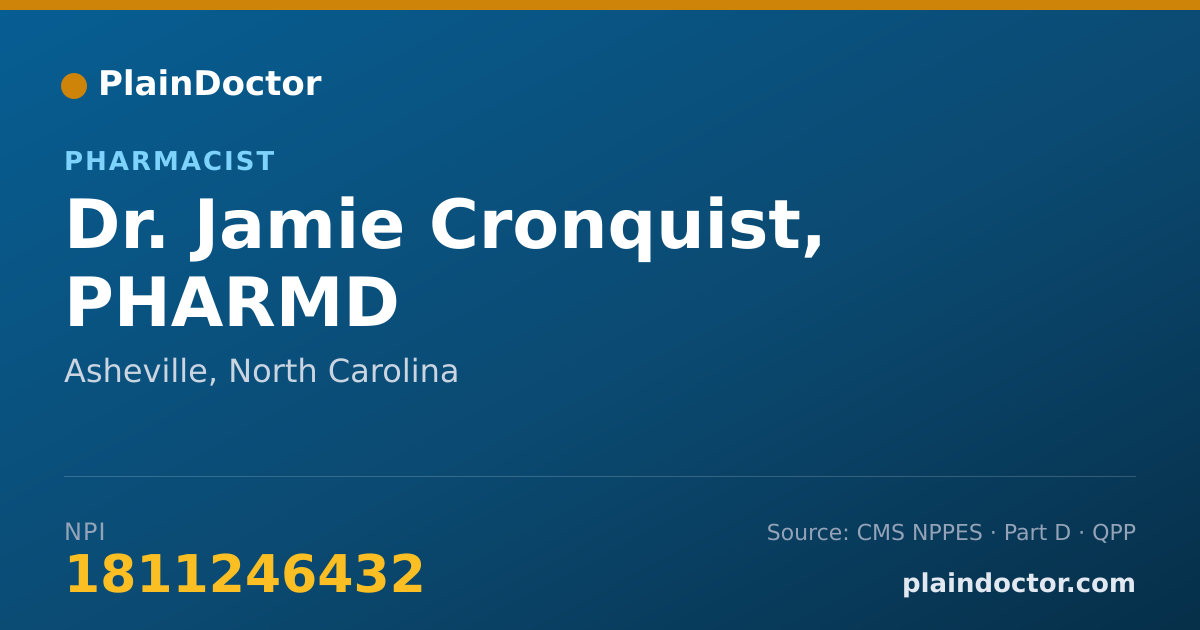 Shareable card for Jamie Cronquist, PHARMD - Pharmacist, Asheville, NC