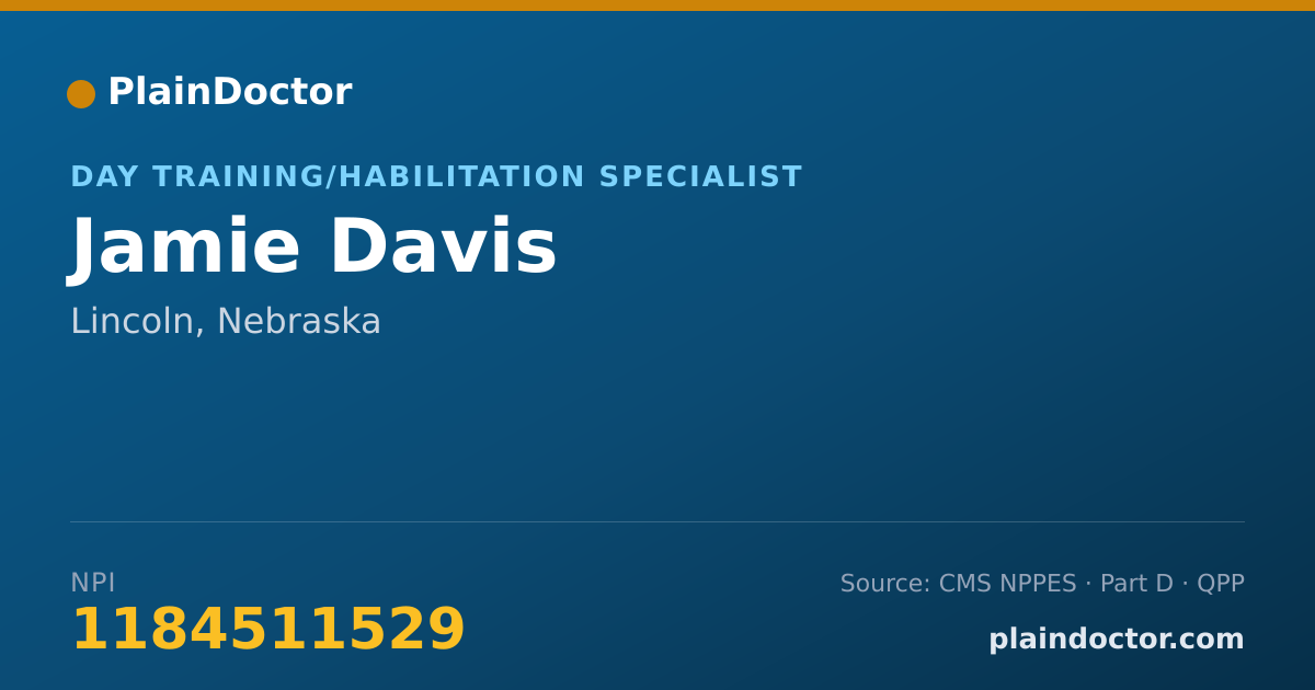 Shareable card for Jamie Davis - Day Training/Habilitation Specialist, Lincoln, NE