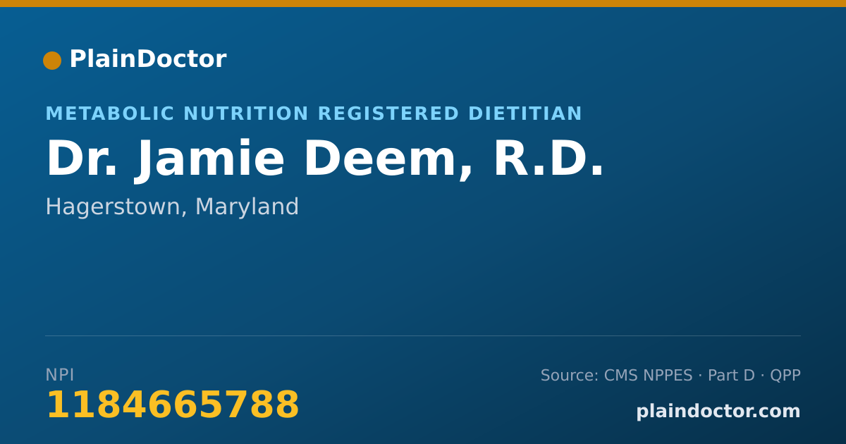 Shareable card for Jamie Deem, R.D. - Metabolic Nutrition Registered Dietitian, Hagerstown, MD