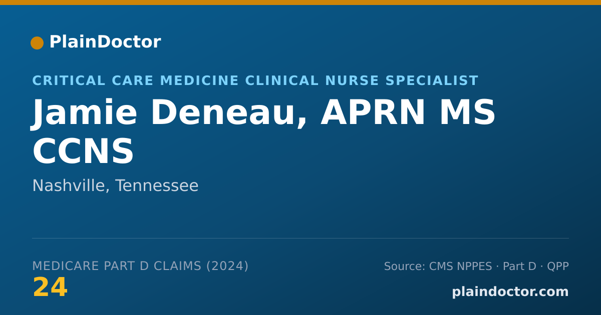 Shareable card for Jamie Deneau, APRN MS CCNS - Critical Care Medicine Clinical Nurse Specialist, Nashville, TN