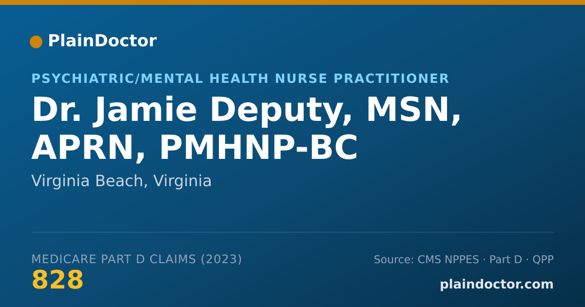 Shareable card for Jamie Deputy, MSN, APRN, PMHNP-BC - Psychiatric/Mental Health Nurse Practitioner, Virginia Beach, VA