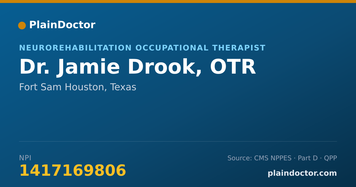 Shareable card for Jamie Drook, OTR - Neurorehabilitation Occupational Therapist, Fort Sam Houston, TX