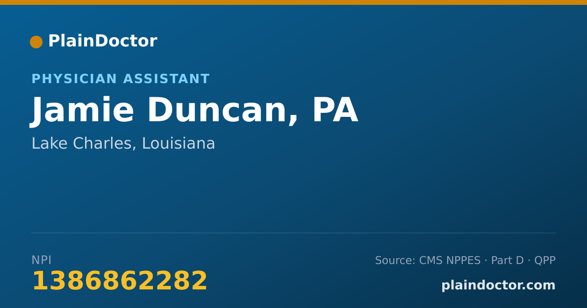 Shareable card for Jamie Duncan, PA - Physician Assistant, Lake Charles, LA