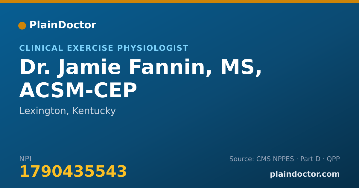 Shareable card for Jamie Fannin, MS, ACSM-CEP - Clinical Exercise Physiologist, Lexington, KY