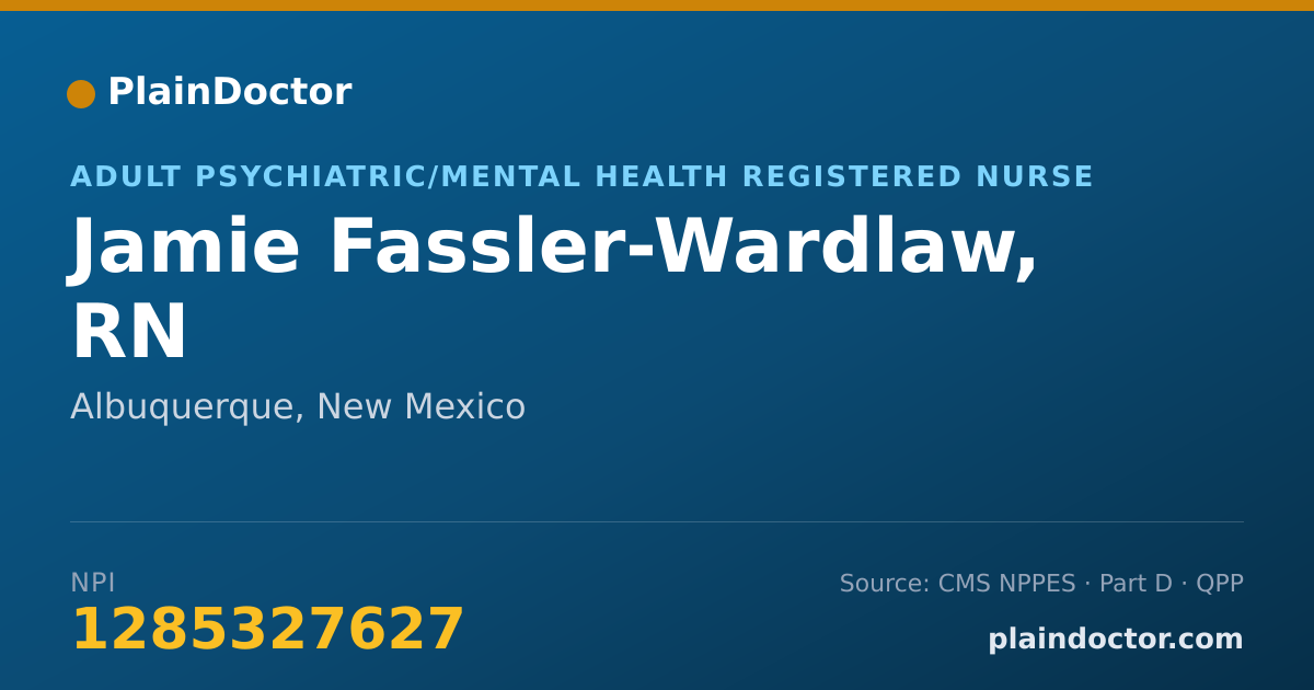 Shareable card for Jamie Fassler-Wardlaw, RN - Adult Psychiatric/Mental Health Registered Nurse, Albuquerque, NM